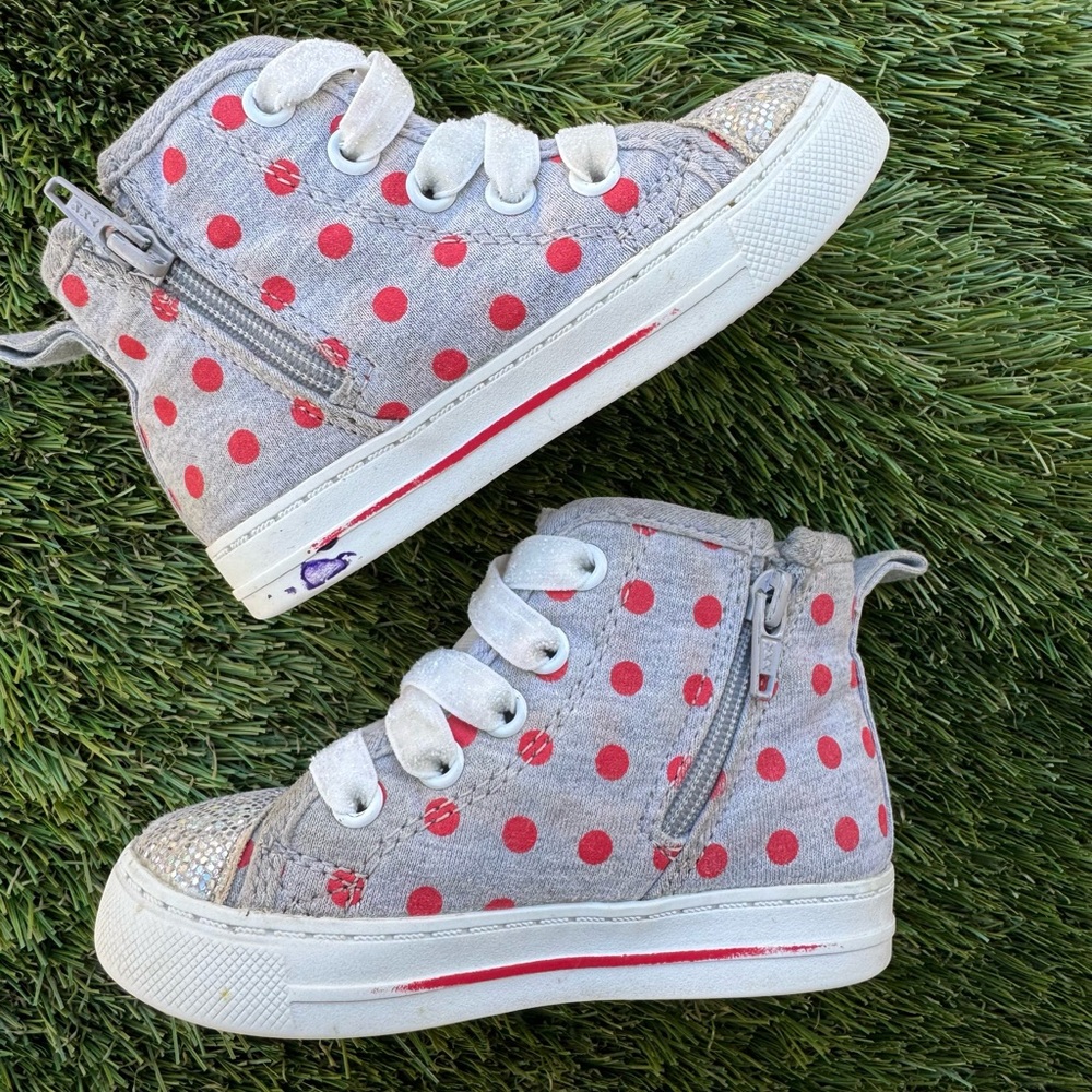 Disney Minnie Mouse Polka Dot Kids Sneakers - Gray and Red - Picture 6 of 10